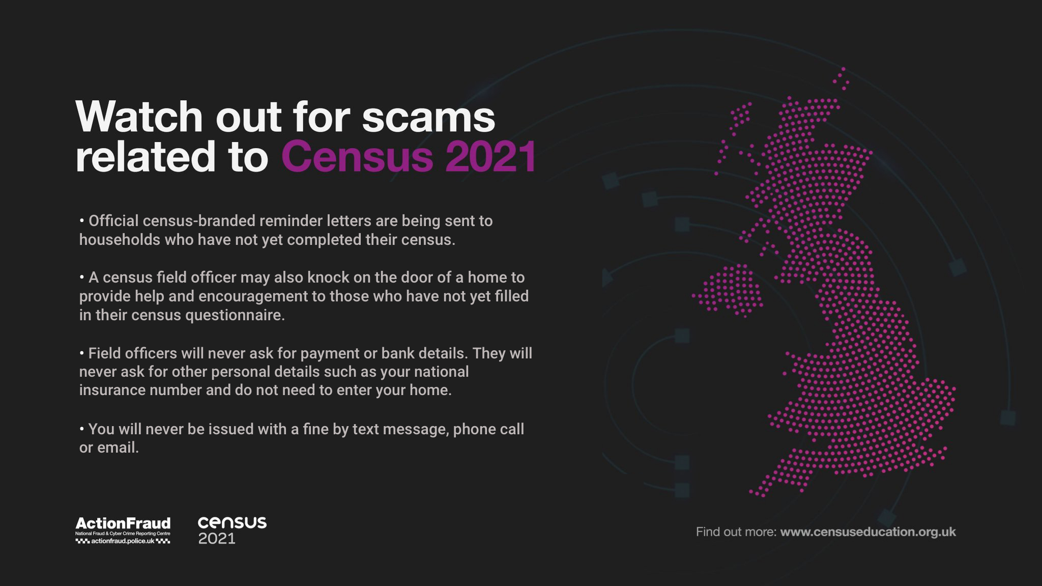 Police poster with info about census scams