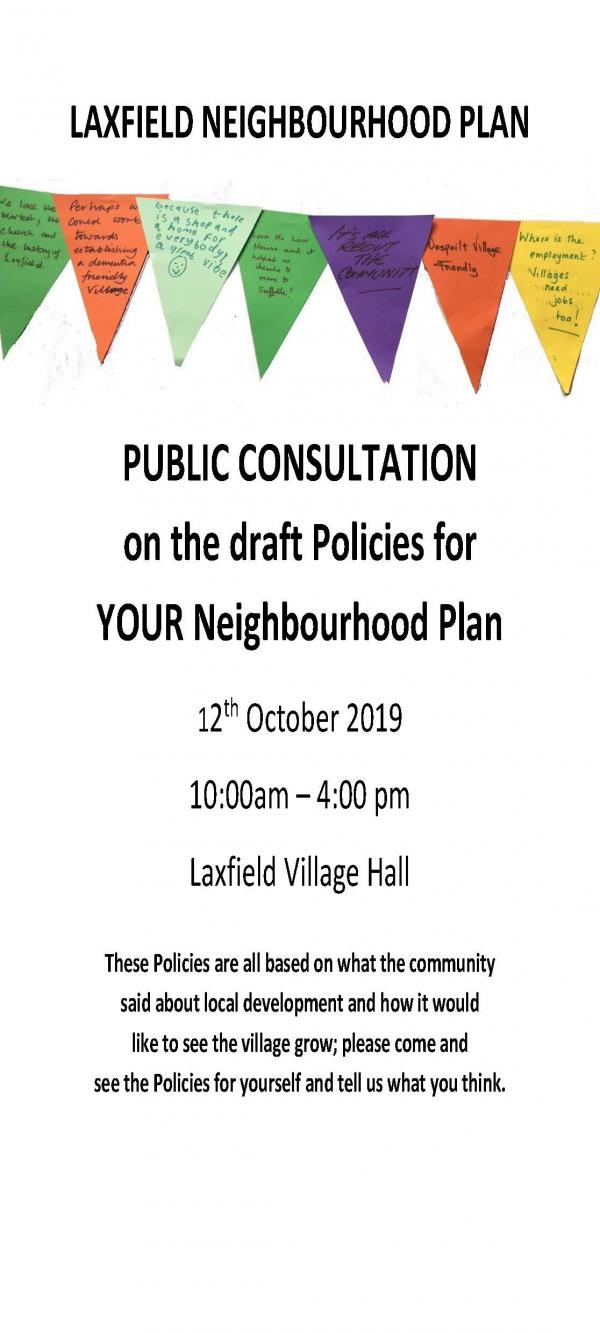 poster for LAXFIELD NEIGHBOURHOOD PLAN Public Consultation