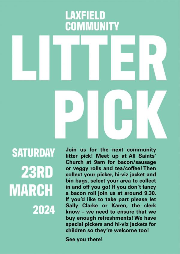 poster for Community Litter Pick 23 Mar 2024
