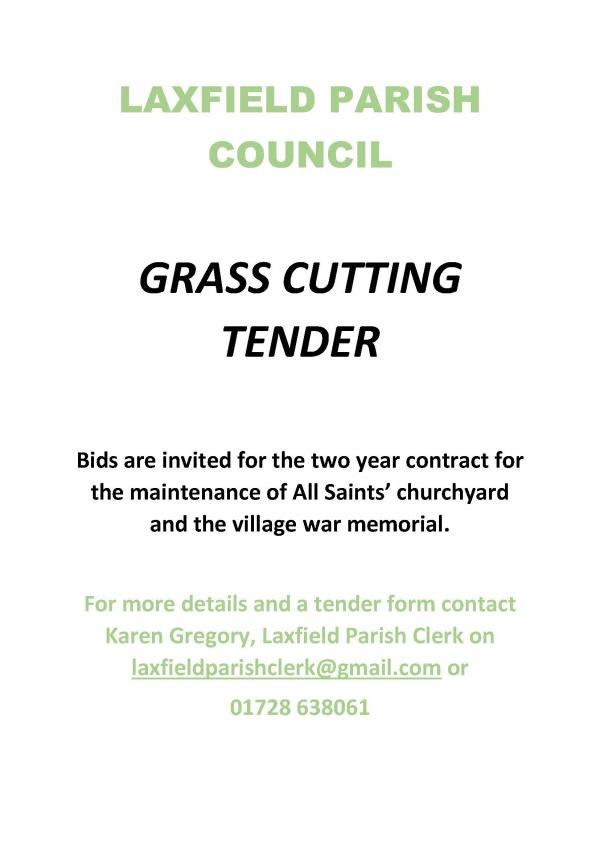 Laxfield PC Grass Cutting Tender poster 2019