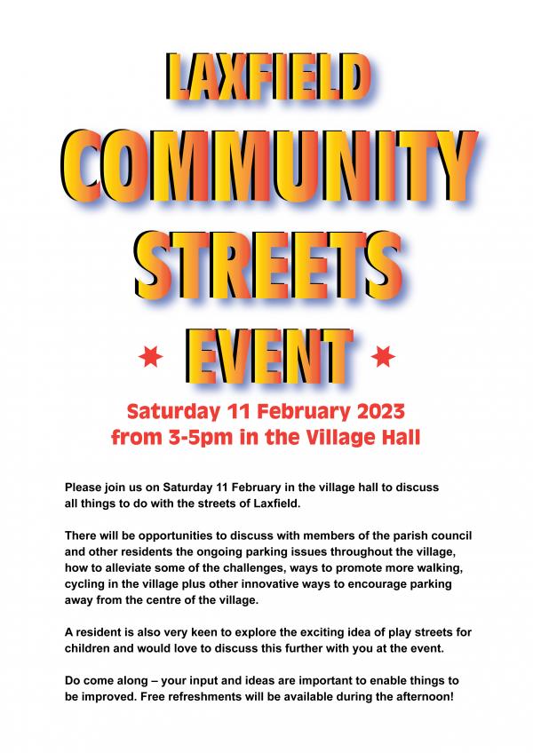 Laxfield Community Streets Event poster