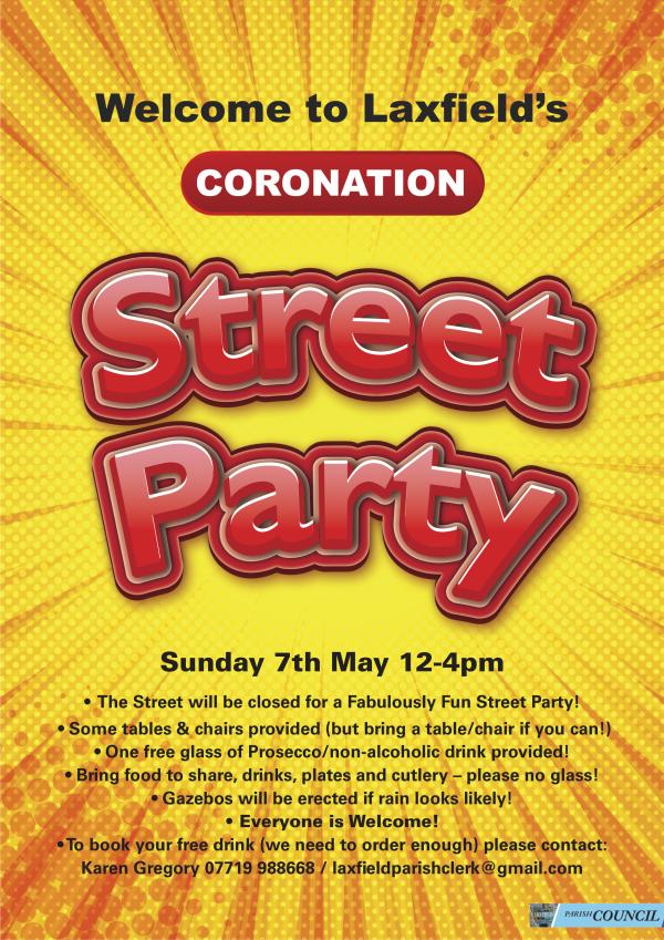 Laxfield's Coronation Street Party Poster 7 May 2023 12-4pm
