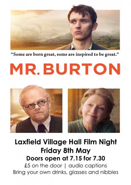 Poster for screening of film 'Mr Burton' on 8th May 2026