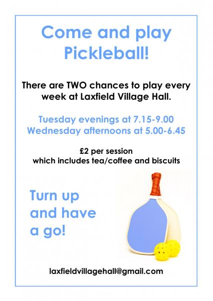Poster about weekly Pickleball sessions
