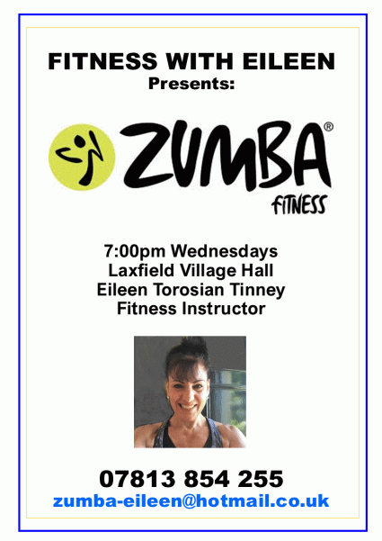 Poster about weekly Zumba with Eileen