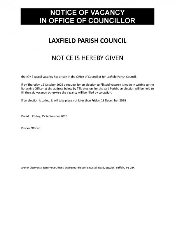 Parish Notice of Casual Vacancy Parish Notice of Casual Vacancy
